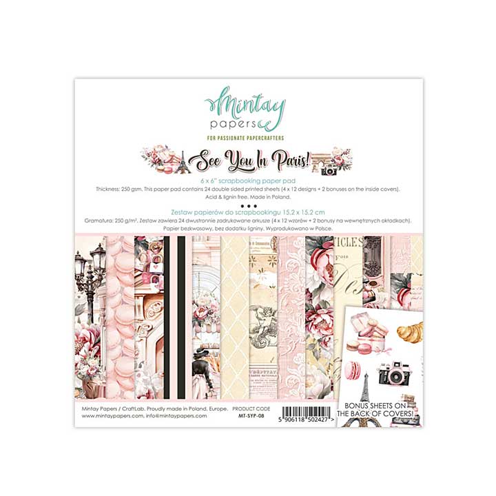 Mintay See You In Paris 6x6 Inch Scrapbooking Paper Pad