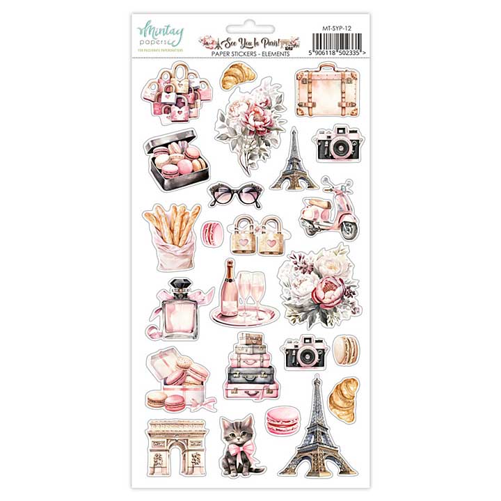 Mintay See You In Paris 6x12 Inch Paper Stickers Elements