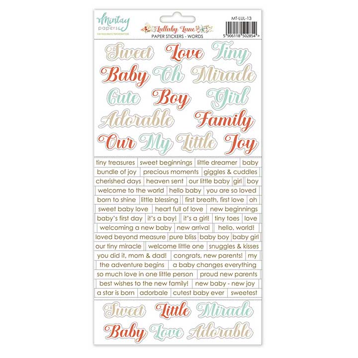 Mintay Lullaby Lane 6x12 Inch Paper Stickers Words