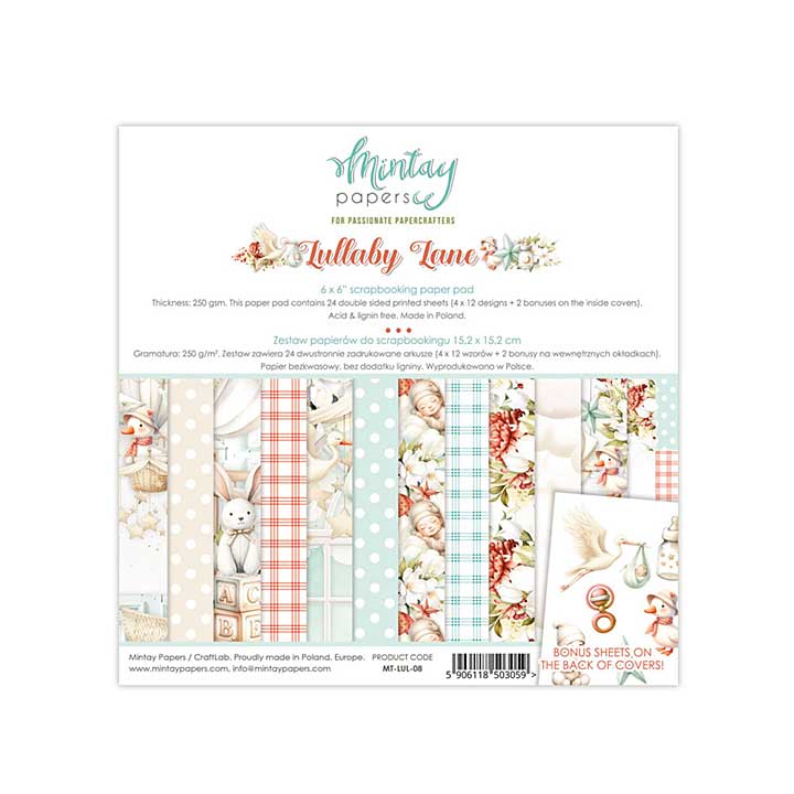 Mintay Lullaby Lane 6x6 Inch Scrapbooking Paper Pad