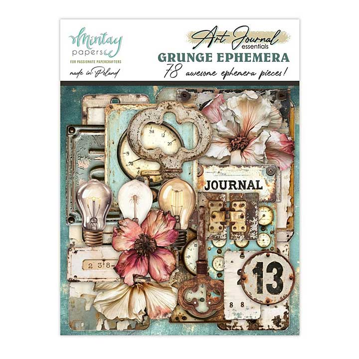 Mintay Art Journal Ephemera Pack Grunge (78pcs)