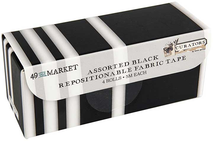 SO: 49 And Market Curators Fabric Tape Set - All Black Assortment (4 rolls)