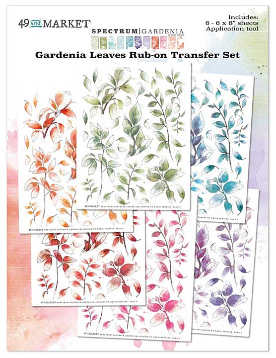 SO: 49 And Market Spectrum Gardenia Rub-Ons 6X8 6Sheets - Leaves