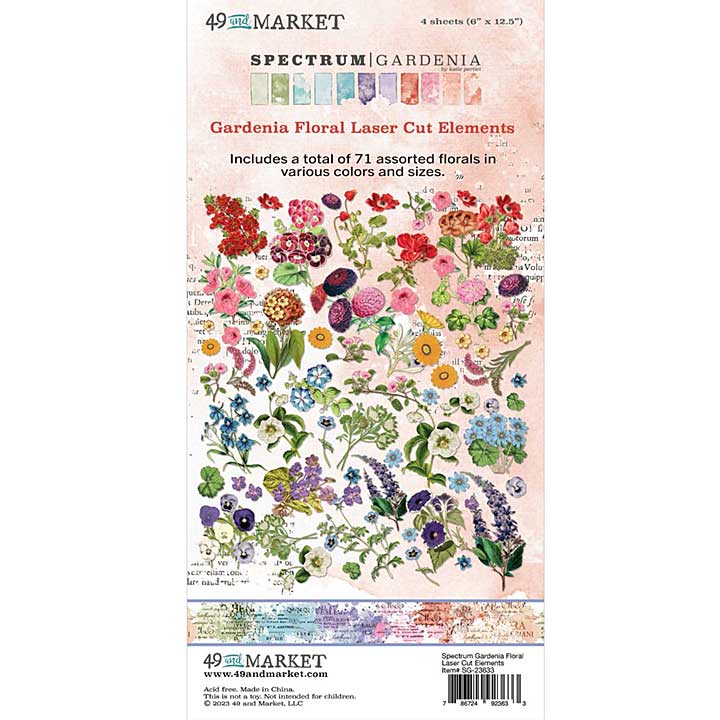 SO: 49 And Market Spectrum Gardenia Laser Cut Outs - Floral