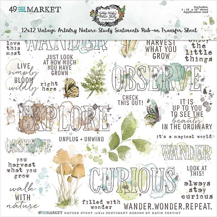 SO: 49 And Market Nature Study Rub-Ons 12X12 1Sheet - Sentiments