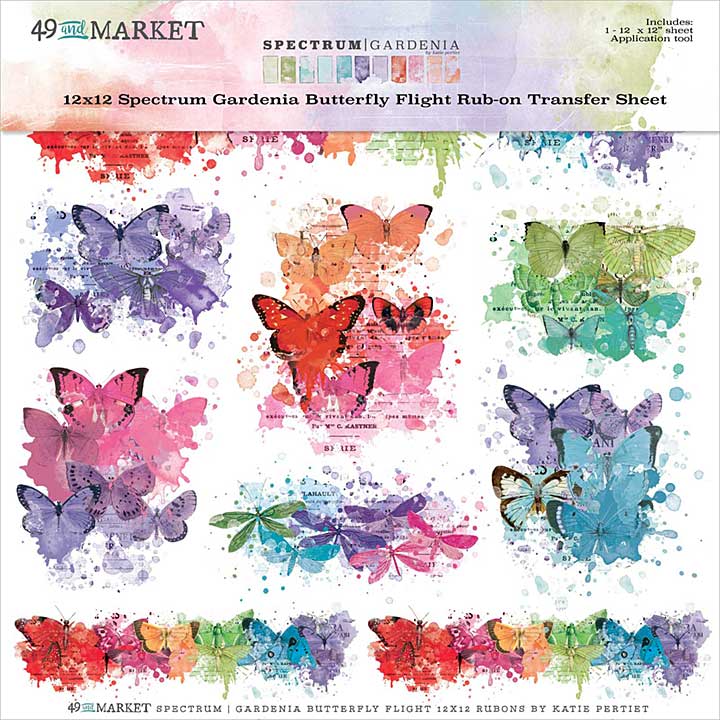 SO: 49 And Market Spectrum Gardenia Rub-Ons 12X12 1 sheet - Butterfly Flight