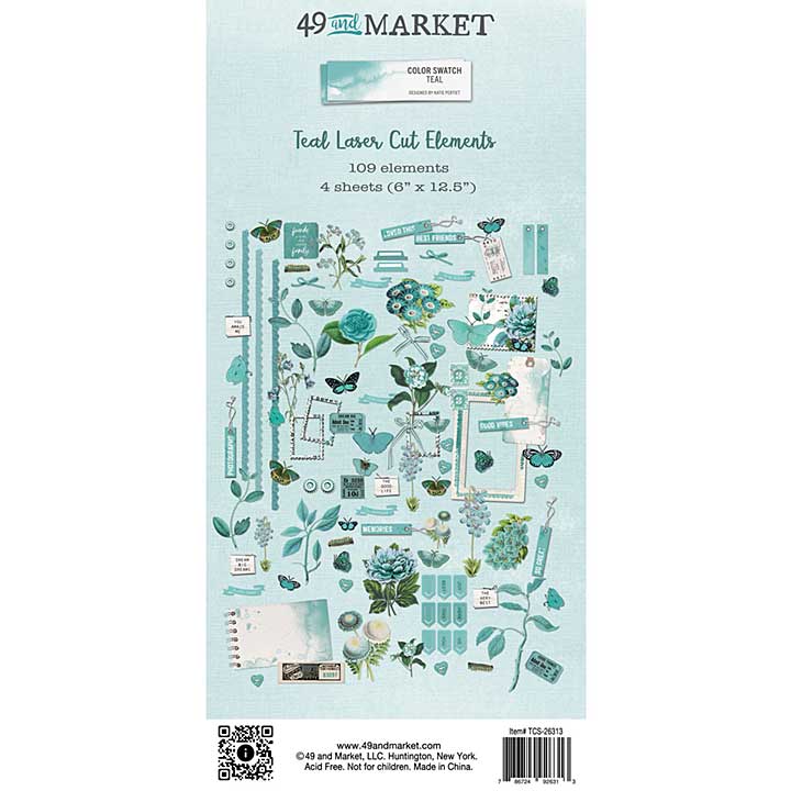 49 And Market Colour Swatch - Teal Laser Cut Outs - Elements