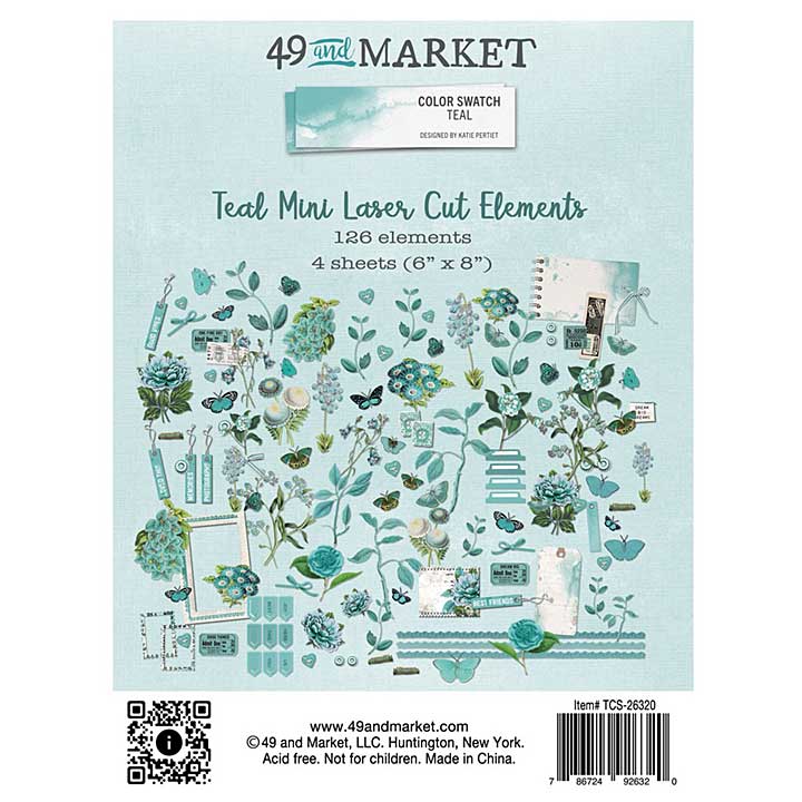 49 And Market Colour Swatch - Teal Mini Laser Cut Outs - Elements
