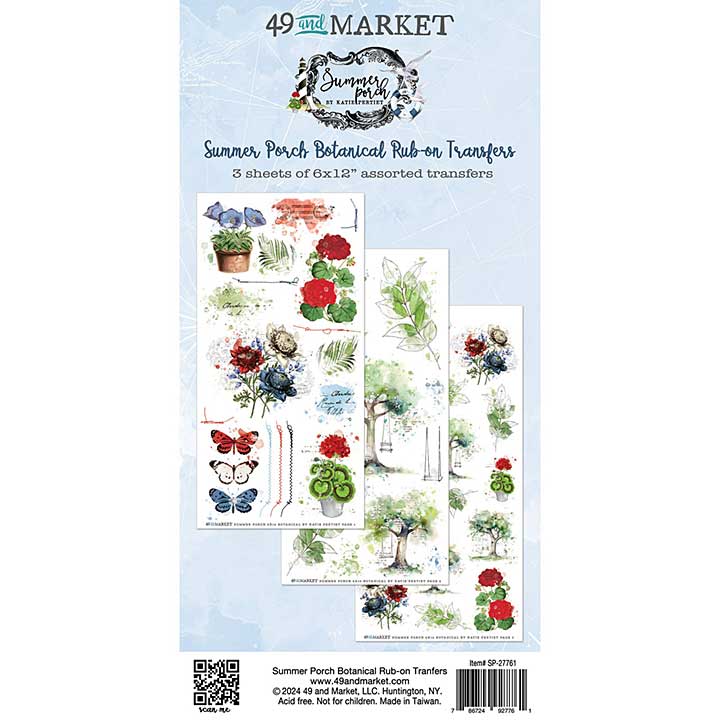 49 & Market Summer Porch Rub-on Transfer Set - Botanical