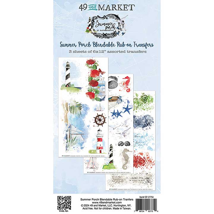 49 & Market Summer Porch Rub-on Transfer Set - Blendable