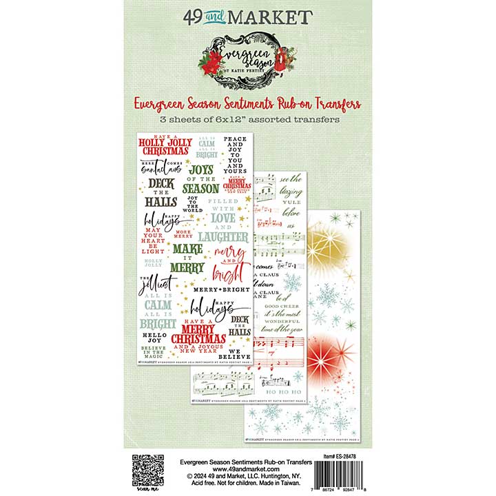 SO: 49 & Market Rub-On Transfer Set - Sentiments, Evergreen Season