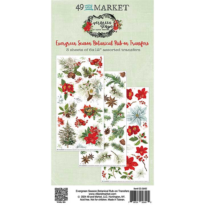 49 & Market Rub-On Transfer Set - Botanical, Evergreen Season