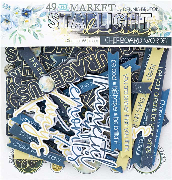 49 And Market Chipboard Set - Words, Starlight Dreams