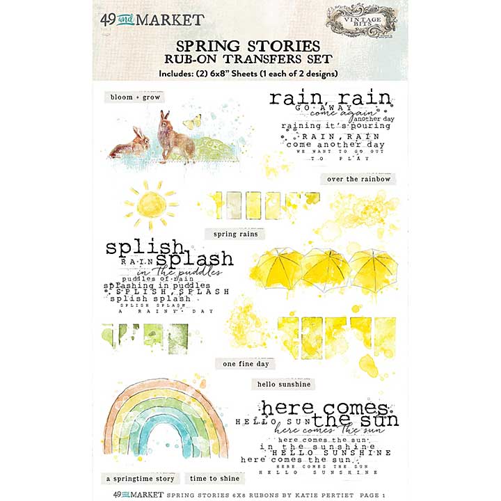 SO: 49 And Market Rub-On Transfer Set 6X8 - Spring Stories