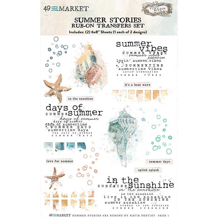 SO: 49 And Market Rub-On Transfer Set 6X8 - Summer Stories