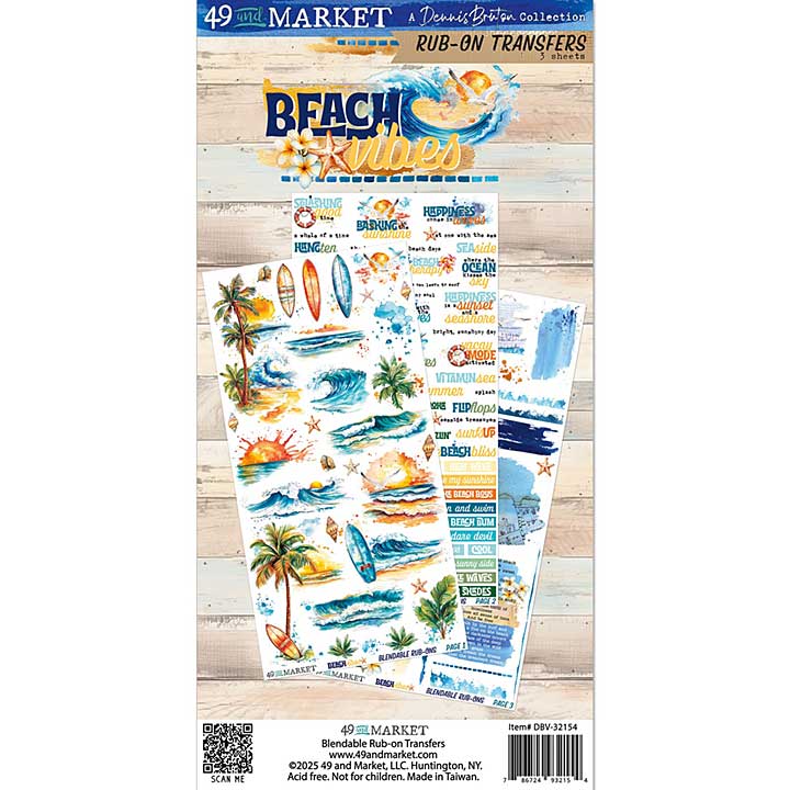 PRE: 49 And Market Rub-On Transfer Set 6X12 - Beach Vibes