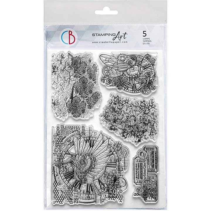 Ciao Bella Esprit de Voyage 6x8 Inch Clear Stamp Mechanical Marvels