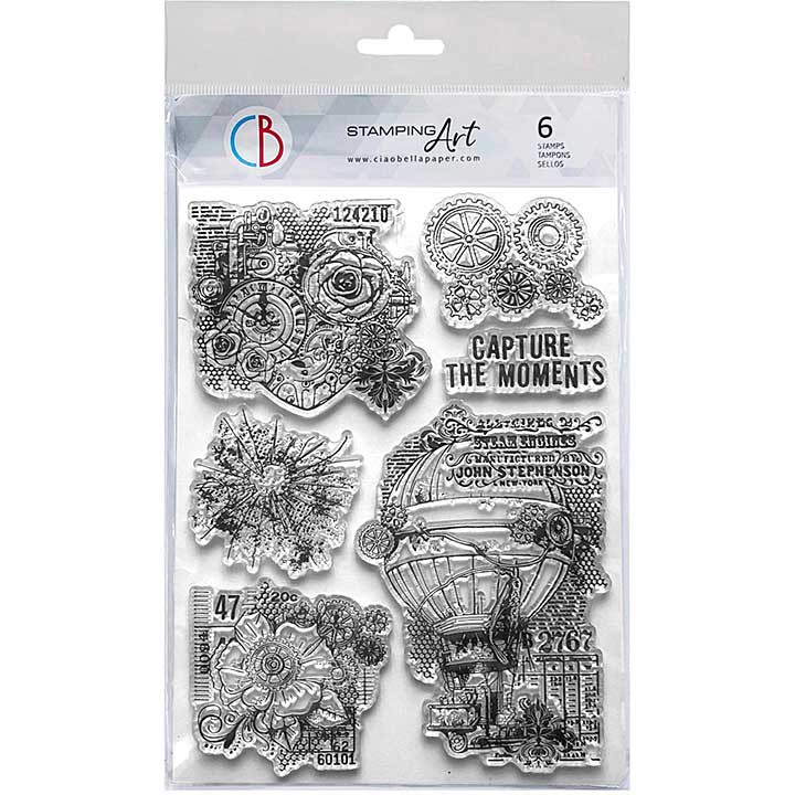 Ciao Bella Esprit de Voyage 6x8 Inch Clear Stamp Gears of Imagination