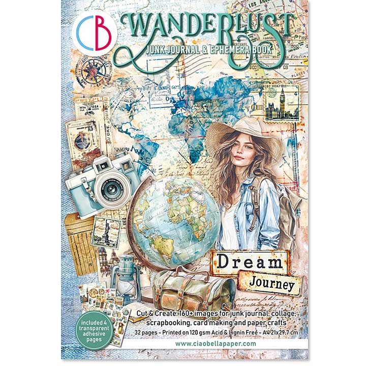 SO: Ciao Bella Wanderlust A4 Junk Journal Ephemera Book (32pcs) (CBB006)