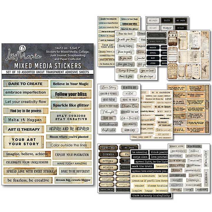 Ciao Bella Little Words Mixed Media Stickers (10pcs)
