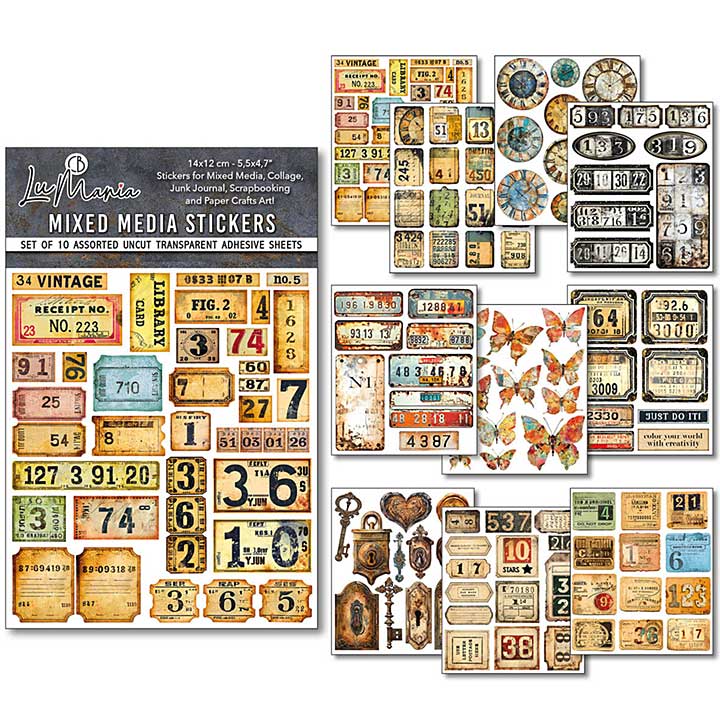 SO: Ciao Bella Grungy Tags Mixed Media Stickers (10pcs)