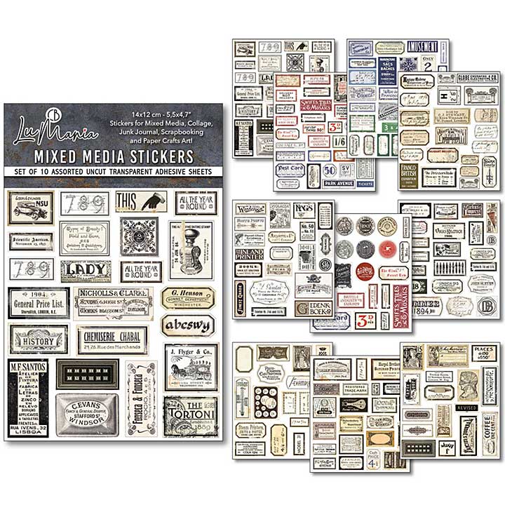 Ciao Bella Vintage Scripts Mixed Media Stickers (10pcs)