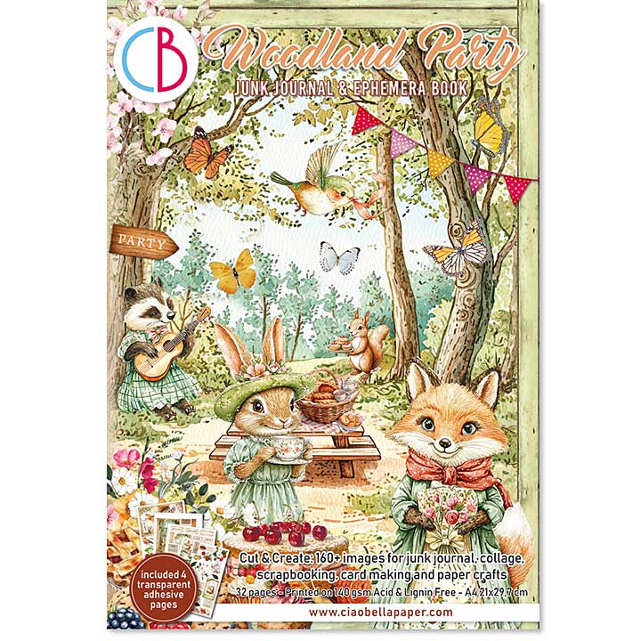Ciao Bella Woodland Party A4 Junk Journal Ephemera Book (32pcs)