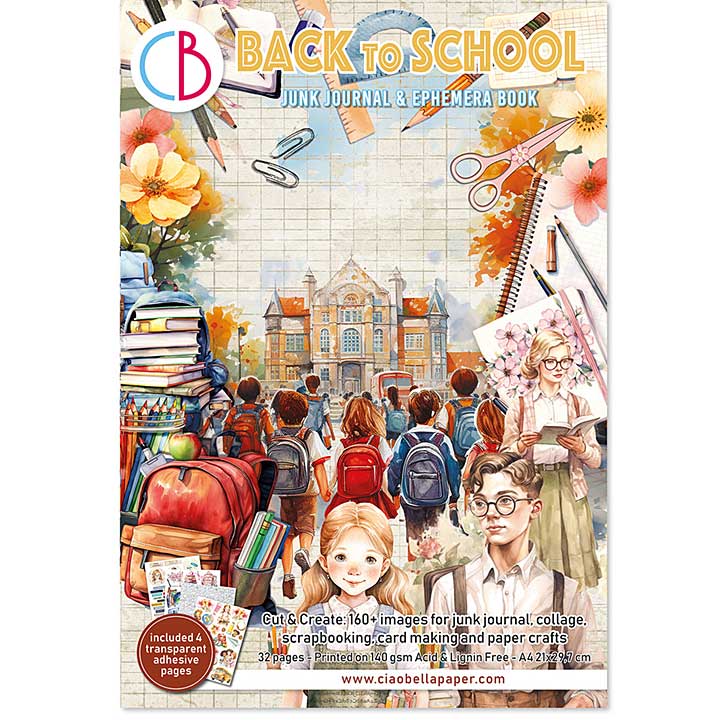 Ciao Bella Back to School A4 Junk Journal Ephemera Book (32pcs)