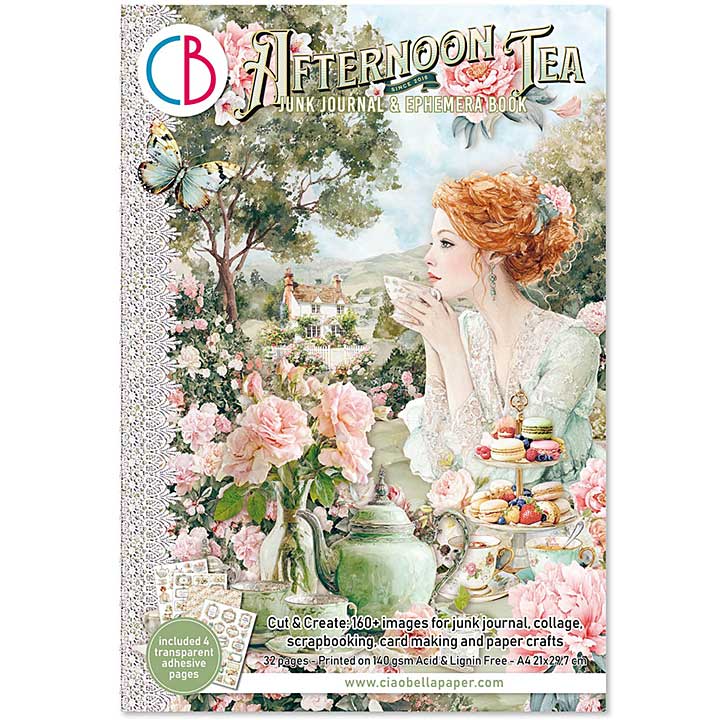 Ciao Bella Afternoon Tea A4 Junk Journal Ephemera Book (32pcs)