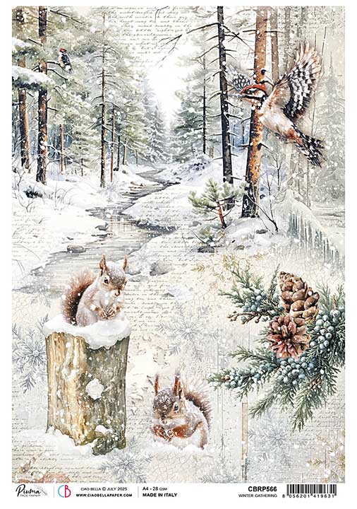 Ciao Bella Forest Tales A4 Rice Paper Winter Gathering (5pcs)