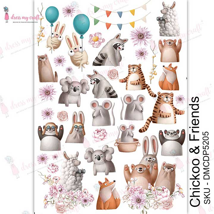 Dress My Craft Transfer Me - Chickoo & Friends (A4 Sheet)