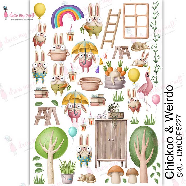 Dress My Craft Transfer Me - Chickoo & Weirdo (A4 Sheet)