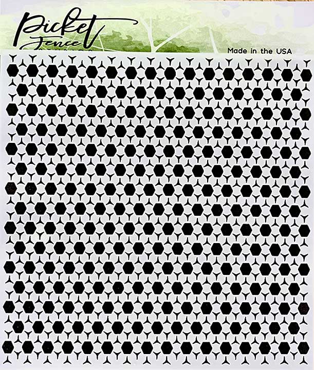 Picket Fence Studios Hexagon Randomness 6x6 Inch Stencil (SC-299)