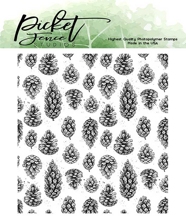 Picket Fence Studios Falling Pinecones 4x4 Inch Clear Stamps