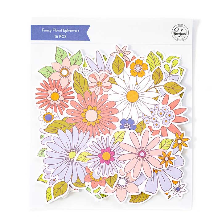 PinkFresh Cardstock Die-Cuts Ephemera Pack - Fancy Floral (16pcs)