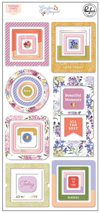 SO: PinkFresh Chipboard Frames Stickers - Garden Bouquet