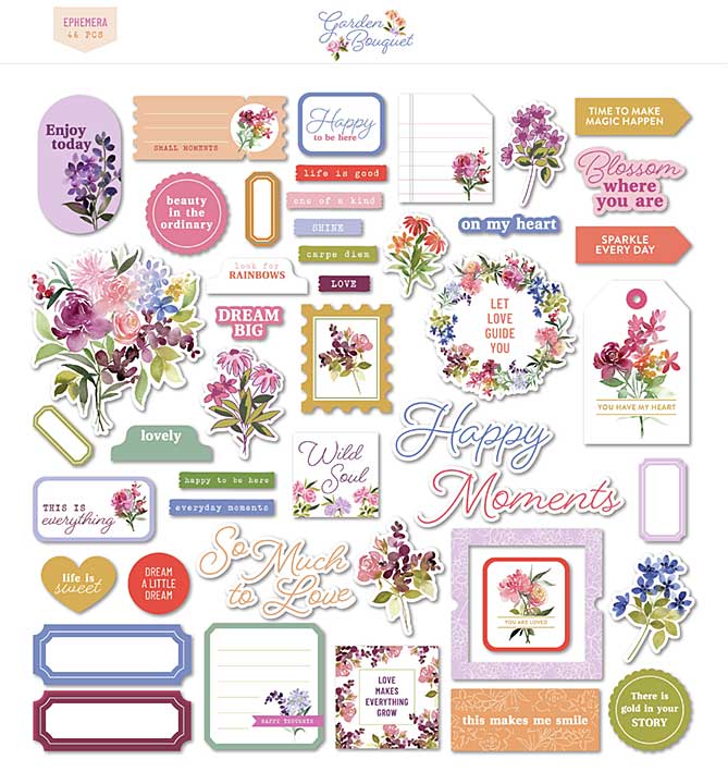 SO: Pinkfresh Cardstock Die-Cuts Ephemera Pack - Garden Bouquet