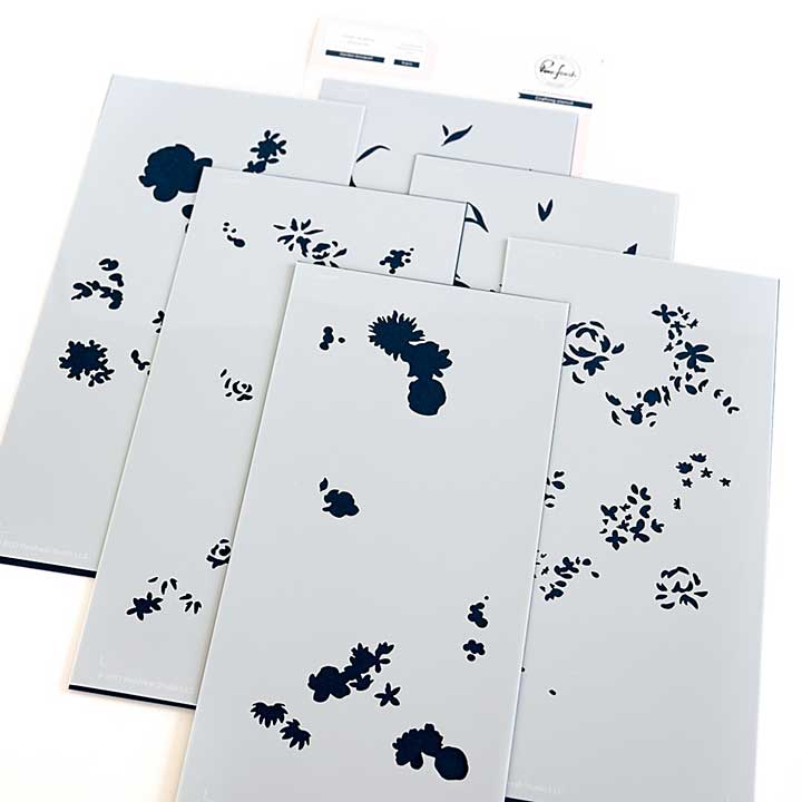 SO: Pinkfresh Studio Stencils 4X9 6pk - Garden Bouquet Layering