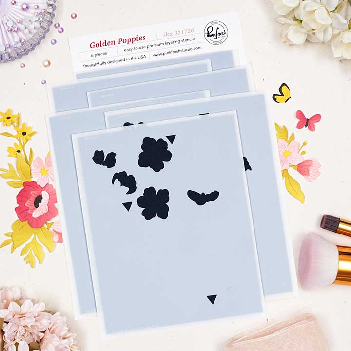 Pinkfresh Studio Golden Poppies - Stencil (Inna Moreva) (Day Dream Eidt)