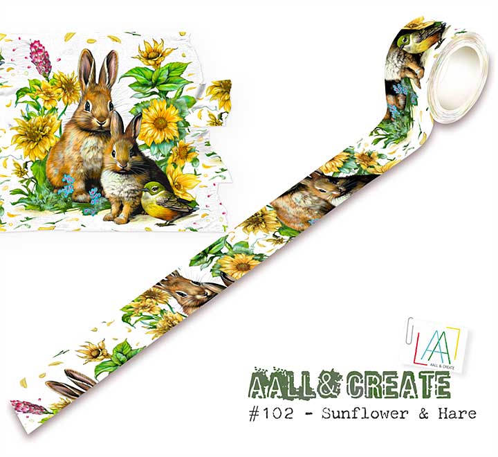 Aall and Create Washi Tape 25mm 10m Sunflower and Hare (Layer it Up)