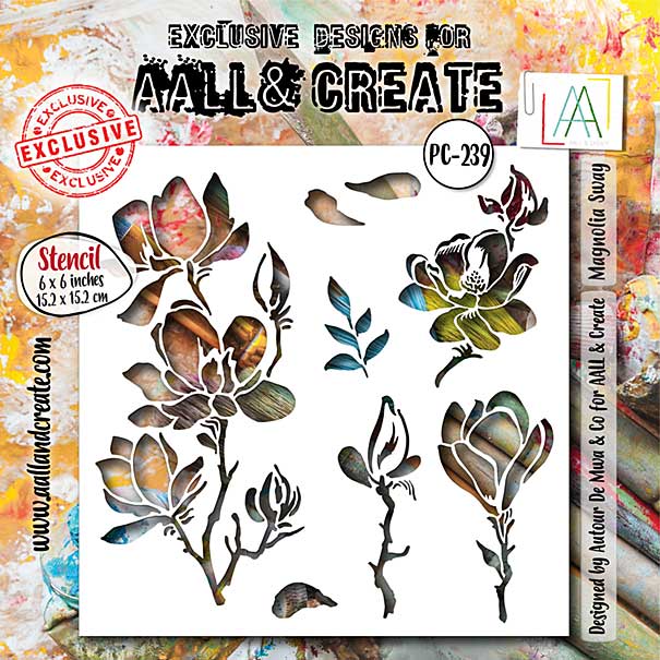 Aall and Create Ethereal Garden Stencil 6x6 Inch Magnolia Sway (Mar25)