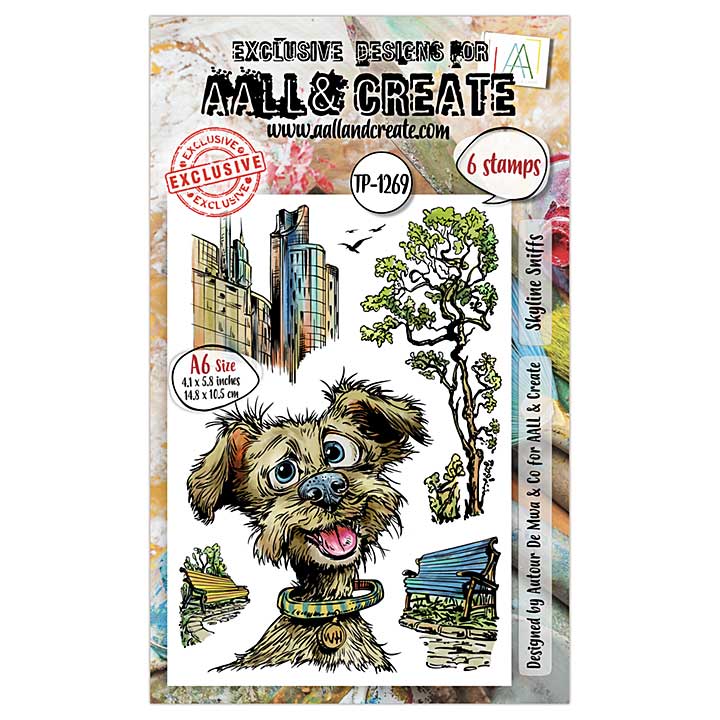 Aall and Create Streetwise Snouts A6 Stamp Set Skyline Sniffs (Apr25)
