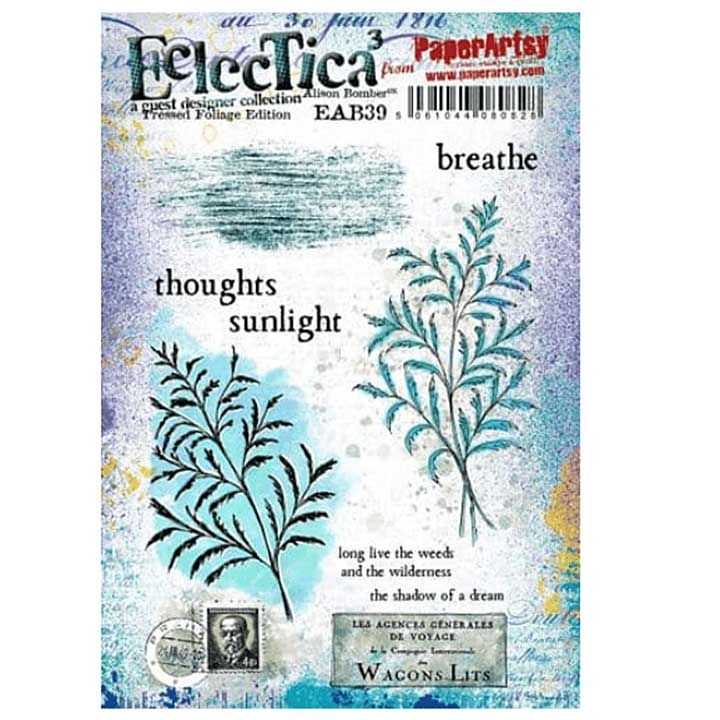 PaperArtsy Eclectica E³ Alison Bomber #39 Pressed Foliage Edition - Mounted Rubber Stamp