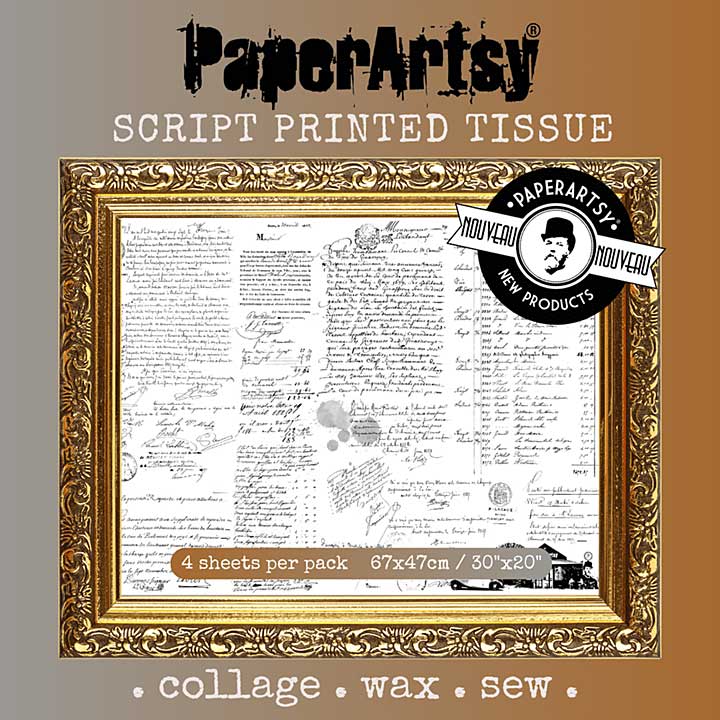 PaperArtsy Printed Tissue Collage Paper - Script