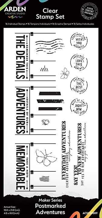 Arden Creative Studio Maker Series Postmarked Adventures 4in x 8in Clear Stamp Set  (PS)