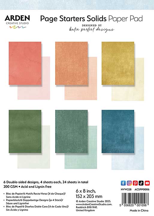 Arden Creative Studio Page Starters Solids 6in x 8in Paper Pad (PS)