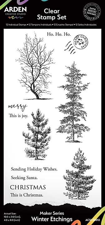 ACS Maker Series Winter Etchings 4in x 8in Clear Stamp Set  (Season of Joy)