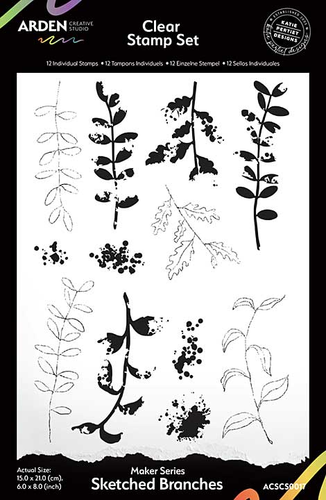 Arden CS Maker Series Sketched Branches 6in x 8in Clear Stamp Set (Laurel Grove)