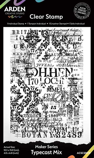 Arden CS Maker Series Typecast Mix  4in x 6in Background Stamp (Laurel Grove)