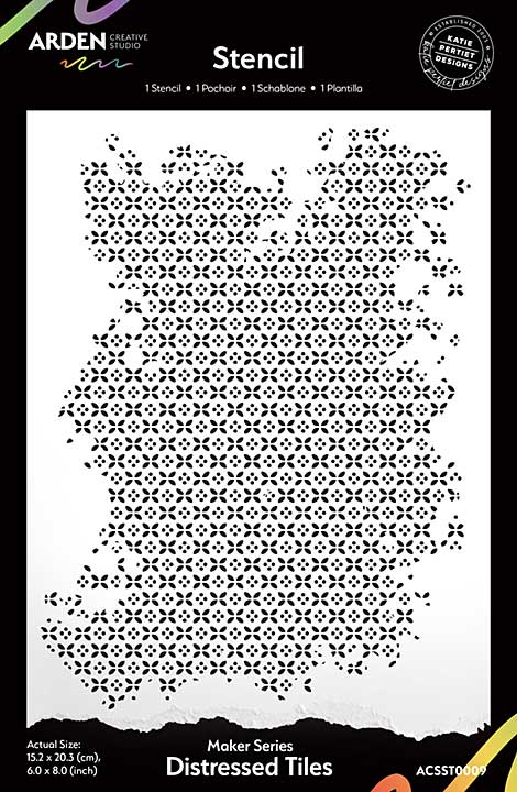 Arden CS Maker Series Distressed Tiles 6in x 8in Stencil (Laurel Grove)